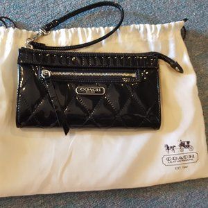 Coach Black Wristlet Wallet Small Purse with Cover Bag